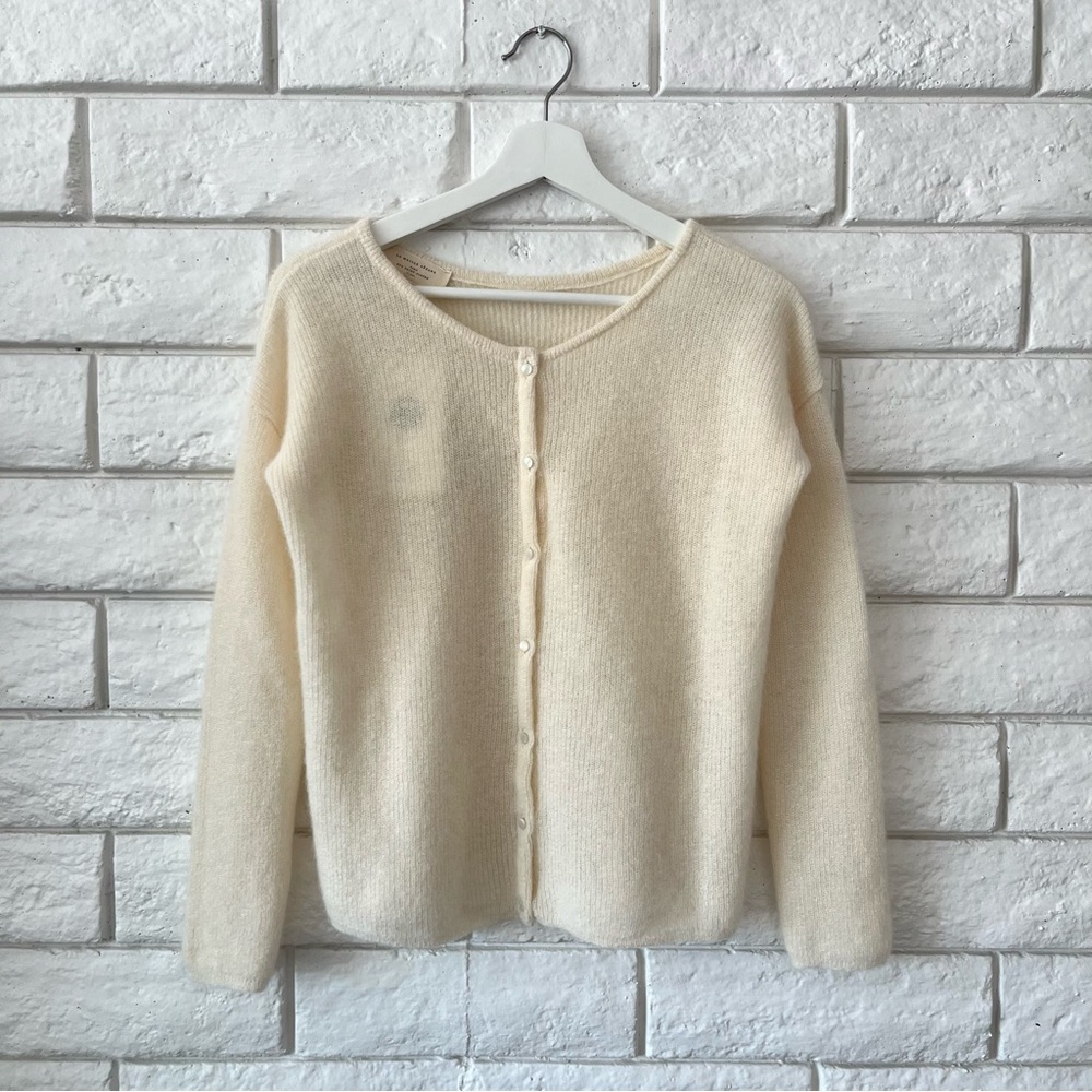 NWT La Maille Sezane Gilet Gaspard Mohair Alpaca Sweater Cardigan Ecru Size XXS - Picture 2 of 6
